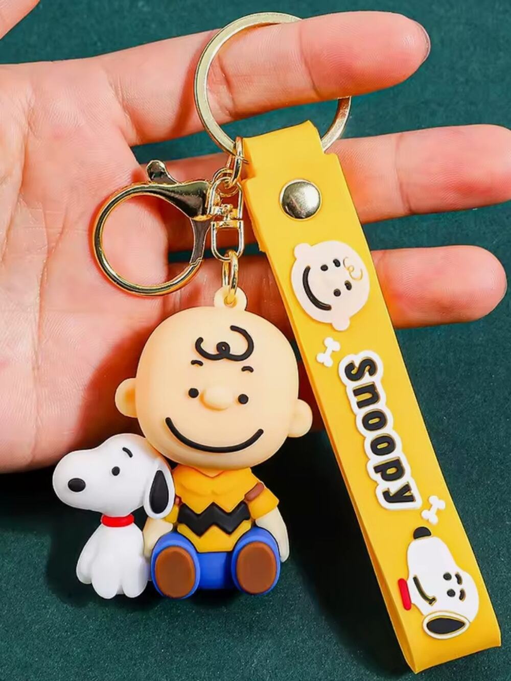 Snoopy & Charlie Brown Yellow Silicone Keychain